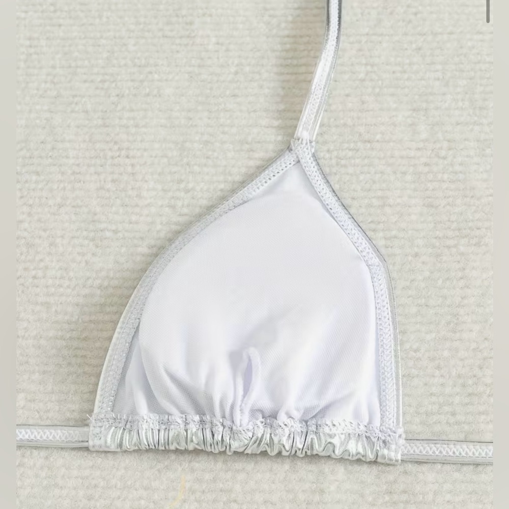 Glamorous Silver Halter Side Tie Bikini Set - Picture 10 of 14